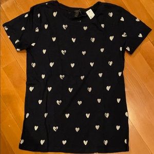BNWT J Crew navy heart tee size S